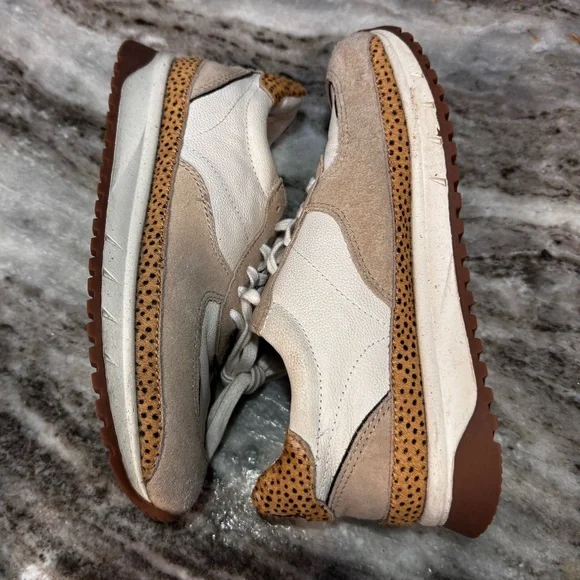 MadeWell Kick Off Sneakers in Leather & Spot Dot Calf Hair W8 - Picture 6 of 12